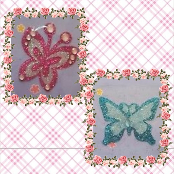 Glitter Gem Butterfly Stickers Pink & Blue set - Picture 2 of 2